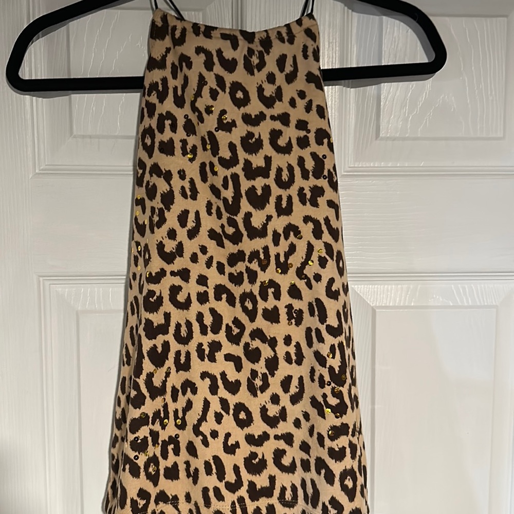 Sexy animal print halter top with built in bra